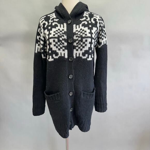 Moda International Y2k black/white Southwestern sweater tie cardigan Size medium - Picture 16 of 16